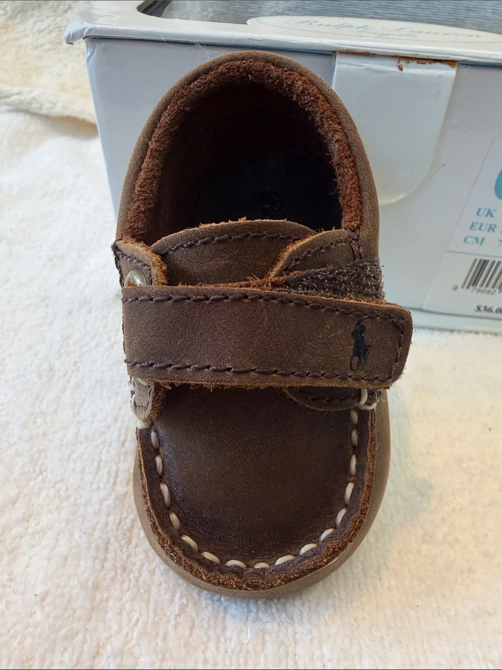 Ralph Lauren Brown Suede Moccasin with Contrast Stitch